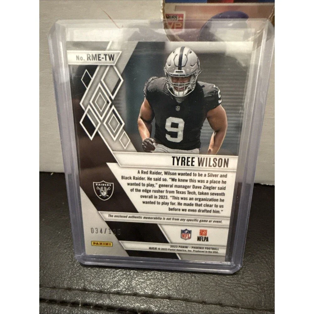 2023 Phoenix Football TYREE WILSON RC Jersey Patch Relic Red SP /125 Raiders🔥🏈